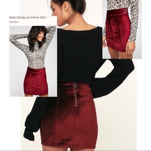 Free People retro velvet bodycon mini skirt